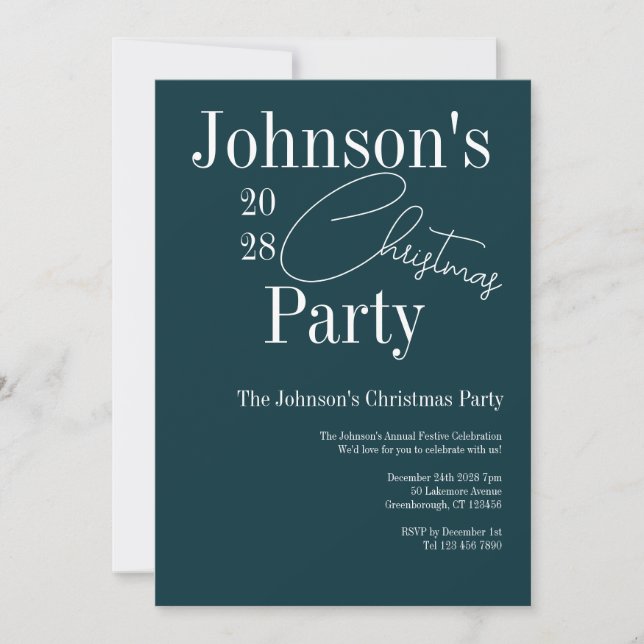 Modern Christmas Party Green Invitation (Front)