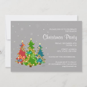 Modern Christmas Party Grey Paper Invitation
