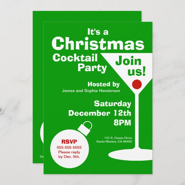 Modern Christmas Party Invitation (Front/Back)