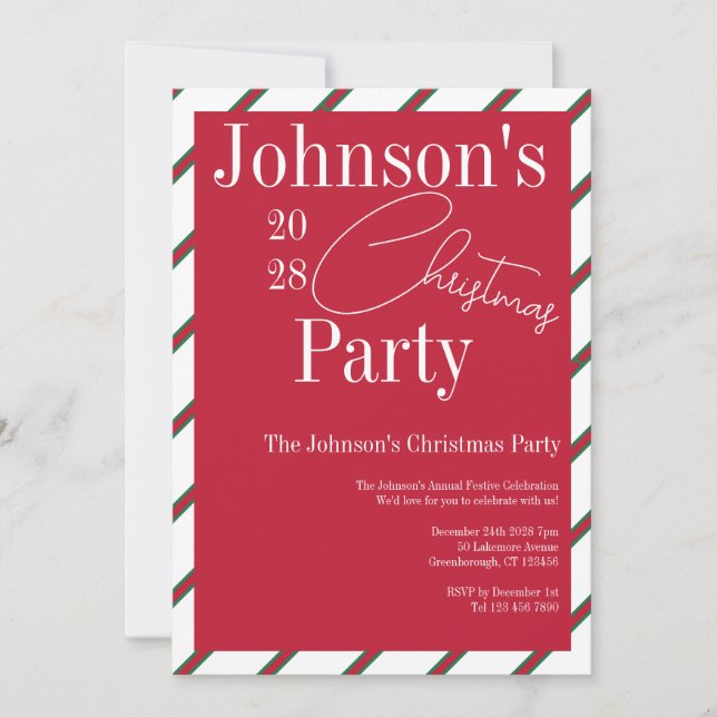 Modern Christmas Party Red and Green Invitation (Front)
