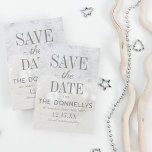 Modern Christmas Party Save the Date Announcement<br><div class="desc">Planning a christmas party! These festive save the date cards will ensure your guests dont make other plans. Featuring a christmas tree branch in white,  with white baubles as the background and a contemporary template which is easily edited.</div>