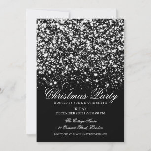 Modern Christmas Party Silver Midnight Glam Invitation