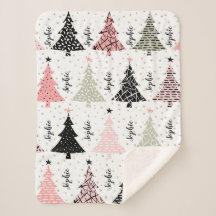 Modern Christmas Personalized Sherpa Blanket