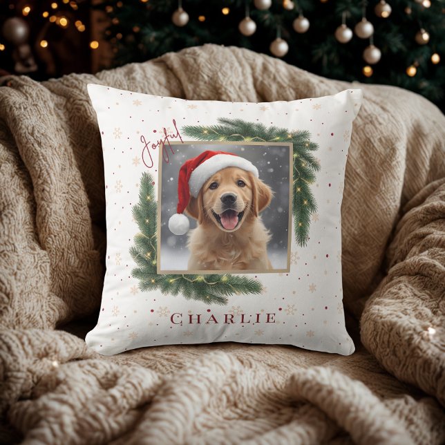 Modern Christmas Pet Photo  – Personalized Gift Throw Pillow (Creator Uploaded)