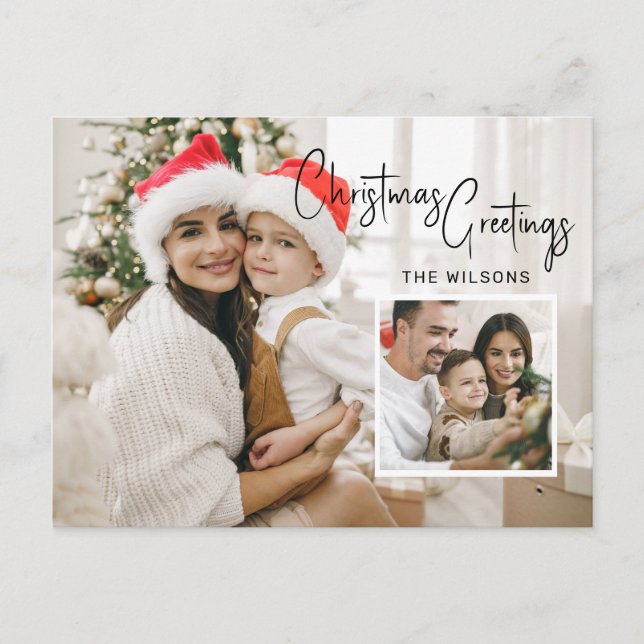 Modern Christmas Photo Card with Inset  (Front)