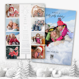 Modern Christmas Photo Collage Foil Holiday Card 