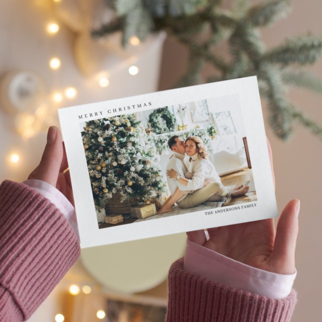 Modern Christmas Photo Family | Merry Christmas Po Holiday Postcard (Creator Uploaded)