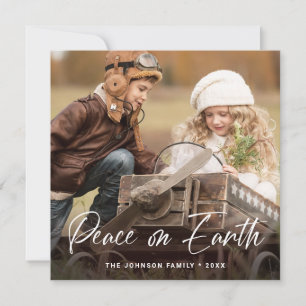 Modern Christmas PHOTO Greeting Peace on Earth Holiday Card