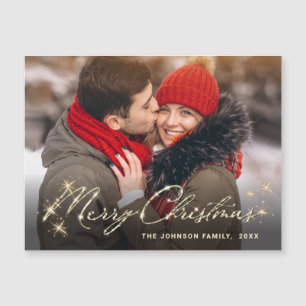 Modern Christmas PHOTO Holiday Magnetic Card