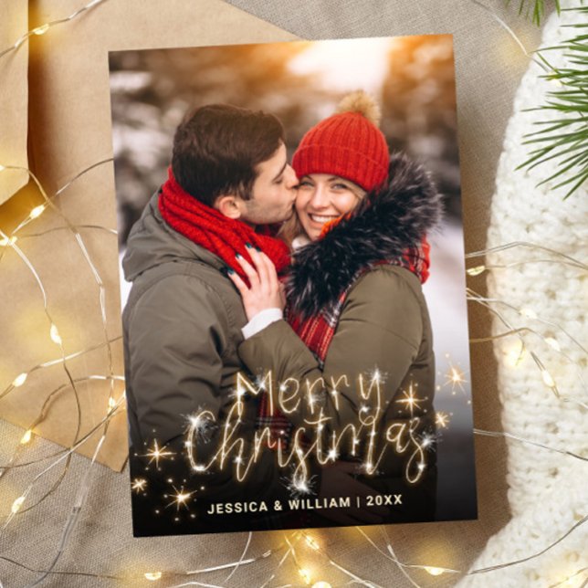 Modern Christmas PHOTO Holiday Magnetic Card (Creator Uploaded)