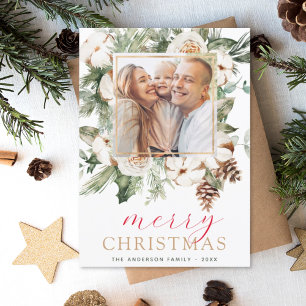 Modern Christmas Photo Minimalist Script Holiday Card