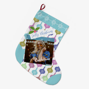 Modern Christmas Photo Ornament  Large Christmas Stocking