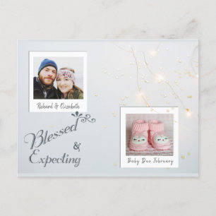 Modern Christmas Photo Pregnancy Annoucement Announcement Postcard