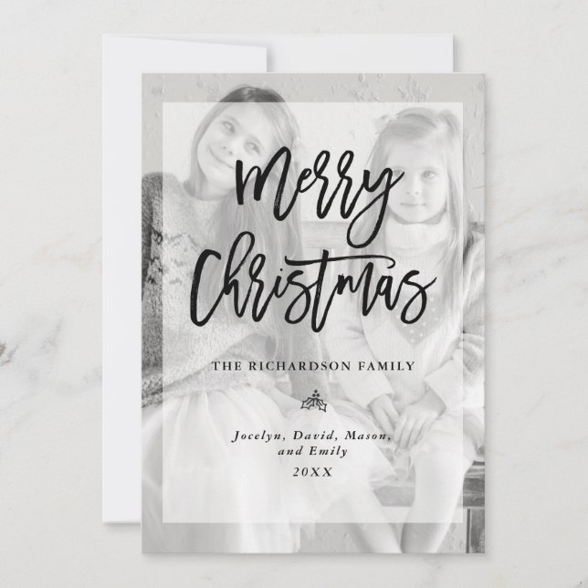 Modern Christmas Photo with Overlay Holiday Card (Front)
