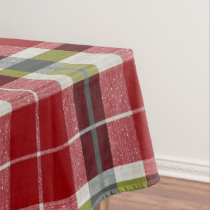 Modern Christmas Plaid Weave Tablecloth
