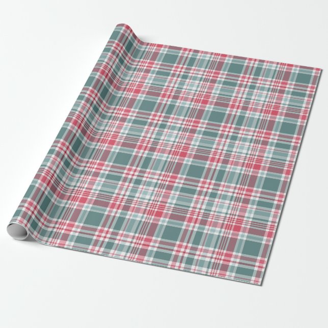 Modern Christmas Plaid Wrapping Paper (Unrolled)