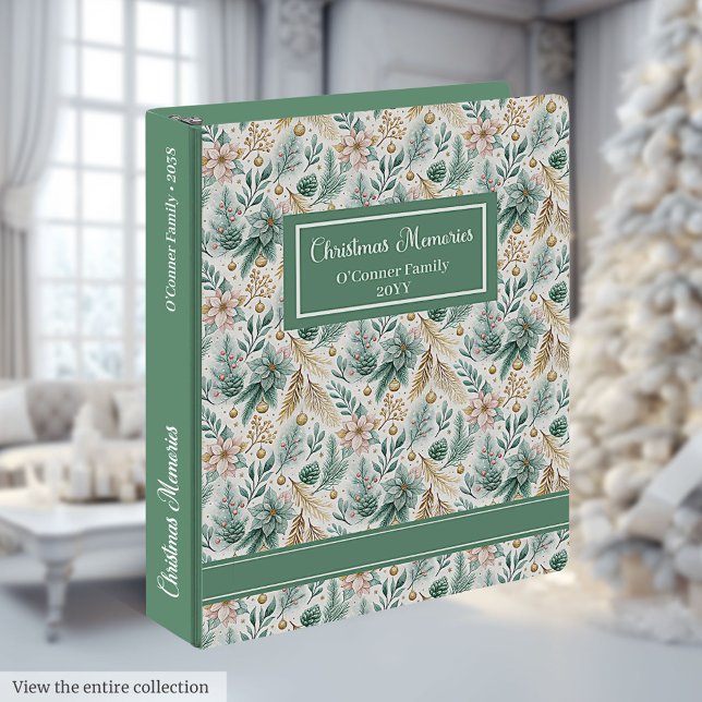 Modern Christmas Planner Watercolor Green Gold Art Binder (Modern Christmas Planner Watercolor Green Gold Art)