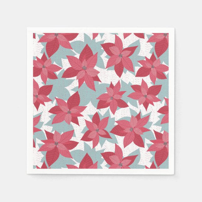 Modern Christmas Poinsettia Pattern Napkin (Front)