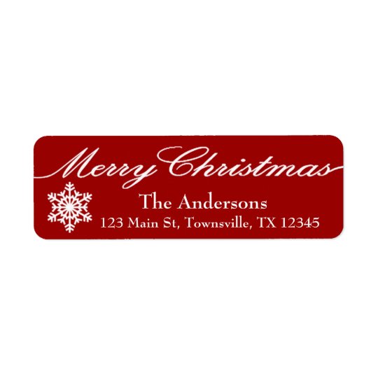 Modern Christmas Red and White Snowflakes Return Address Label