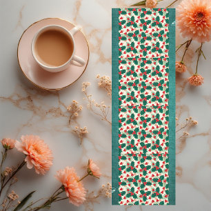 Modern Christmas Red Holly Meditation.Green Floral Yoga Mat