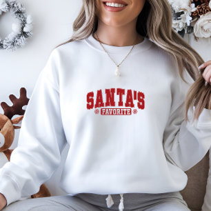 Modern Christmas Red Santa's Favourite Print Sweatshirt
