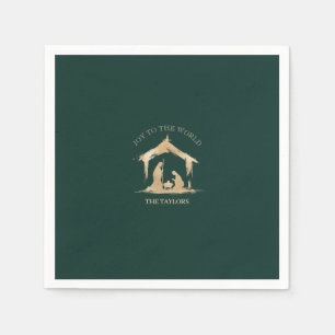 Modern Christmas Religious Nativity Mary & Joseph Napkin