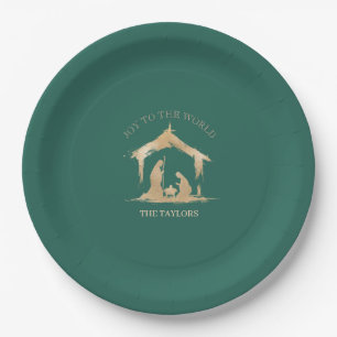 Modern Christmas Religious Nativity Mary & Joseph Paper Plate