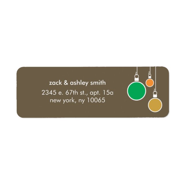 Modern Christmas Return Address Label - Brown (Front)