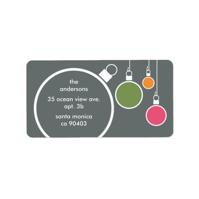 Modern Christmas Return Address Label Dark Grey (Front)
