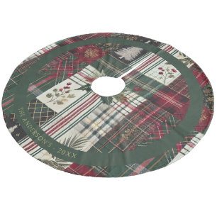 Modern Christmas Rustic Plaid Pattern Fleece Tree Skirt
