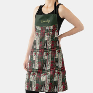 Modern Christmas Rustic Tartan Plaid Apron