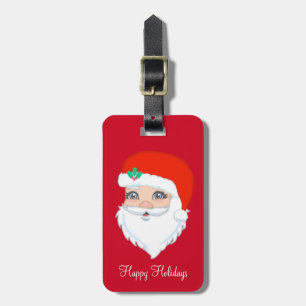 Modern Christmas Santa Claus on Red Luggage Tag