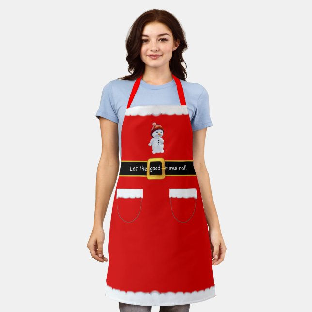 Modern Christmas Santa Claus with Snowman Apron (Worn)