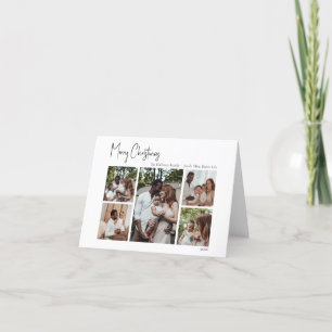 Modern Christmas Script Folded Five-Photo Holiday Card