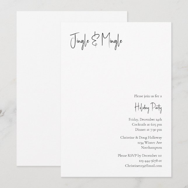 Modern Christmas Script Jingle and Mingle Invitation (Front/Back)