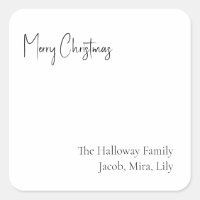 Modern Christmas Script Square Family Gift Sticker