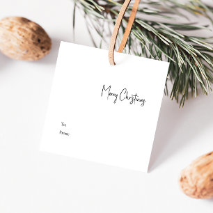 Modern Christmas Script Square To From Gift Tag