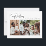 Modern Christmas Script Three-Photo Holiday Card<br><div class="desc">This modern Christmas script three-photo holiday card is perfect for your minimalist shabby chic boho black and white holiday greeting. The minimal whimsical handwritten calligraphy is delicate and rustic while staying classy and elegant. The design reflects a simple all-white winter day and evokes memories of a more simplistic life. You...</div>