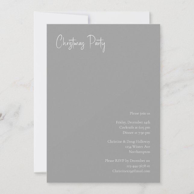 Modern Christmas | Silver Party Invitation (Front)