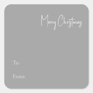 Modern Christmas   Silver To From Square Sticker