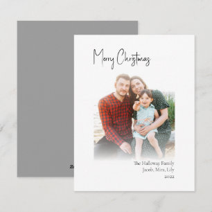 Modern Christmas   Silver Vertical Faded Photo Holiday Card
