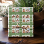 Modern Christmas - Simply Green and White Photo Wrapping Paper<br><div class="desc">A minimal look with classic holiday colours. Add 4 photos to this modern design accented with stripes behind the photo collage.</div>