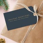 Modern Christmas | Slate Gray and Gold Minimal Gift Tags<br><div class="desc">Simple, stylish, trendy holiday gift tags with modern minimal typography quote "Seasons Greetings" in gold on a slate gray background. The name, year and greeting can be easily customized for a personal touch. A bold, minimalist and contemporary christmas design to stand out from the crowd this holiday season! #christmas #gifttags...</div>