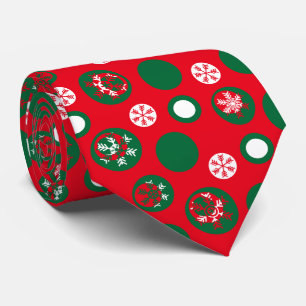 Modern Christmas Snowflakes Dots Pattern Tie