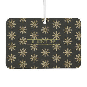 Modern Christmas Snowflakes Pattern Family Name   Air Freshener