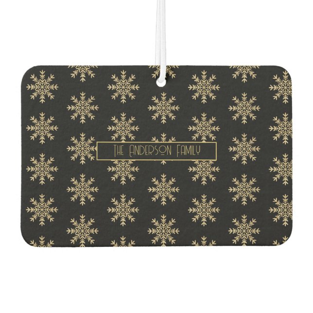 Modern Christmas Snowflakes Pattern Family Name   Air Freshener (Front)