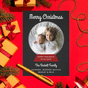 Modern Christmas Snowglobe   Family Photo Holiday Card