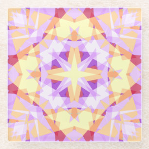 Modern Christmas Star Festive Purple Red Yellow Glass Coaster
