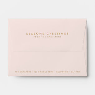 Modern Christmas Stylish Blush Pink and Gold Envelope