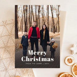 Modern Christmas Stylish Minimalist Family Photo Holiday Card